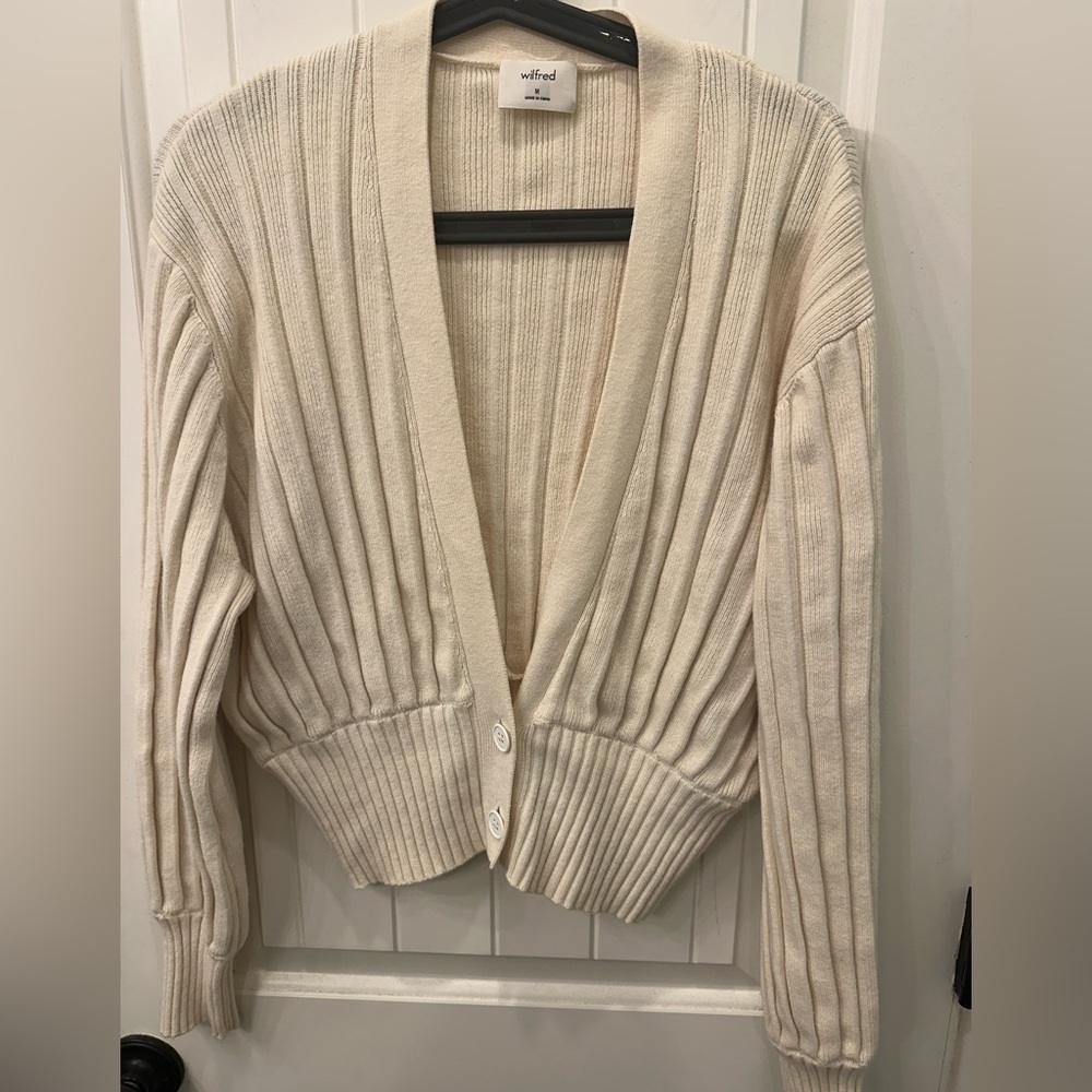 Aritzia Wilfred Thais Plunge Button Ribbed Cardigan - Picture 3 of 6